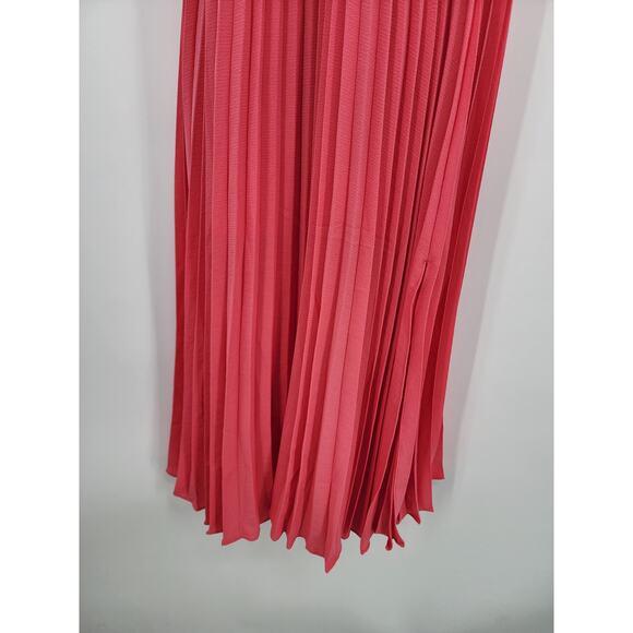 Ted Baker Loueli Cross Front Pleated Midi Dress Coral Size 3 US 10-12 - Picture 10 of 16
